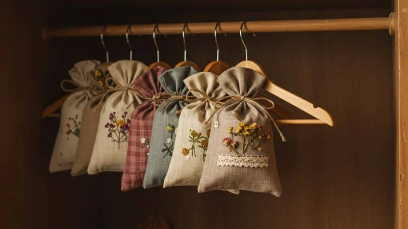 Sachês perfumados de bicarbonato para eliminar cheiro ruim de ambientes