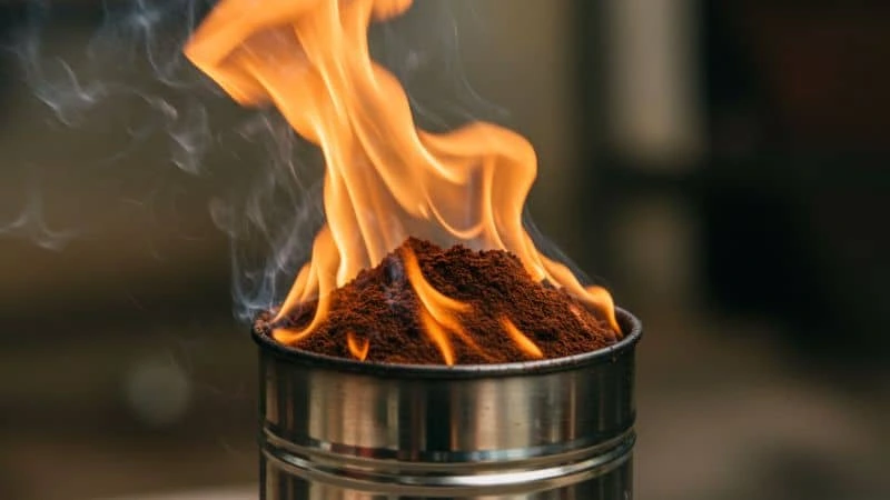 Fumaça de café em pó queimado para espantar moscas