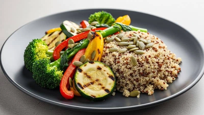 refeição balanceada com alimentos que combatem o cansaço e aumentam disposição