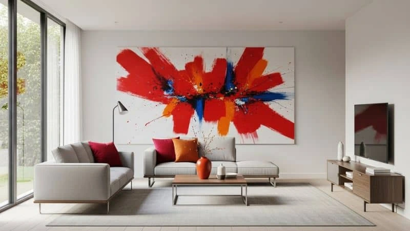 Sala de estar moderna e vibrante, casa ideal para Áries