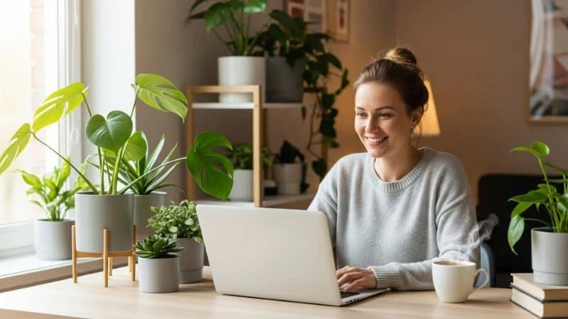 mulher trabalhando no notebook, renda extra home office, trabalho remoto.