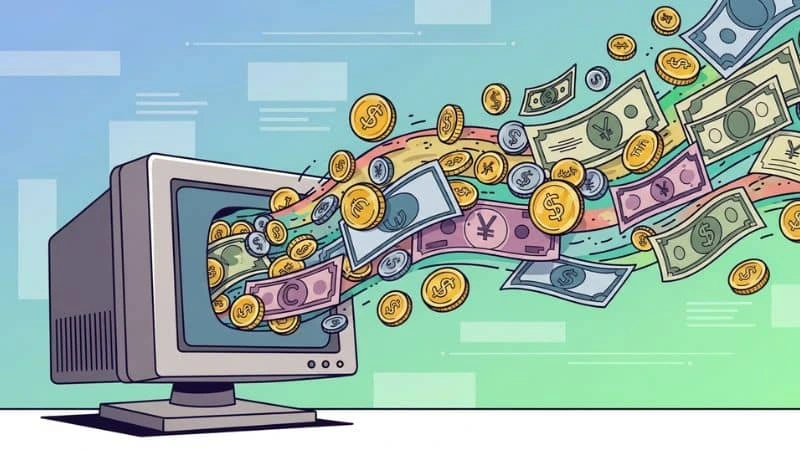 ilustração, ganhar dinheiro em casa, fontes de renda extra online.